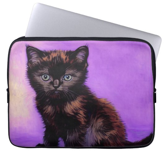 Van Gogh Style Lila Cat Laptopschutzhülle (Vorderseite)