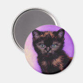 Van Gogh Style Lila Cat Magnet (Vorderseite/Rückseite)