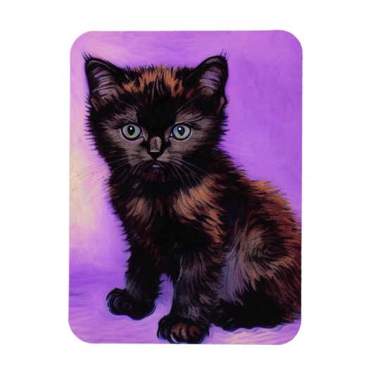 Van Gogh Style Lila Cat Magnet (Vertikal)