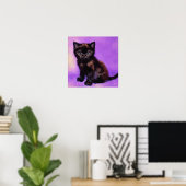 Van Gogh Style Lila Cat Poster (Heimbüro)