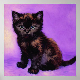 Van Gogh Style Lila Cat Poster