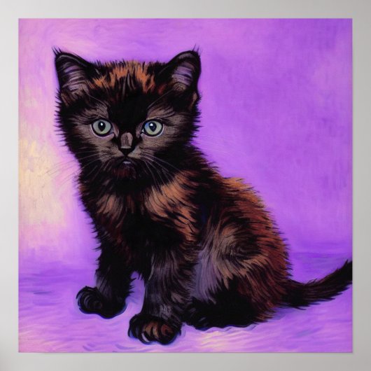 Van Gogh Style Lila Cat Poster (Vorne)