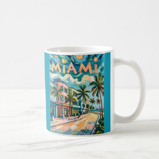 Van Gogh Style Miami Ocean Drive Farbige Strand Kaffeetasse (Rechts)
