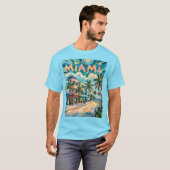 Van Gogh Style Miami Ocean Drive Farbvoller Strand T-Shirt (Vorne ganz)