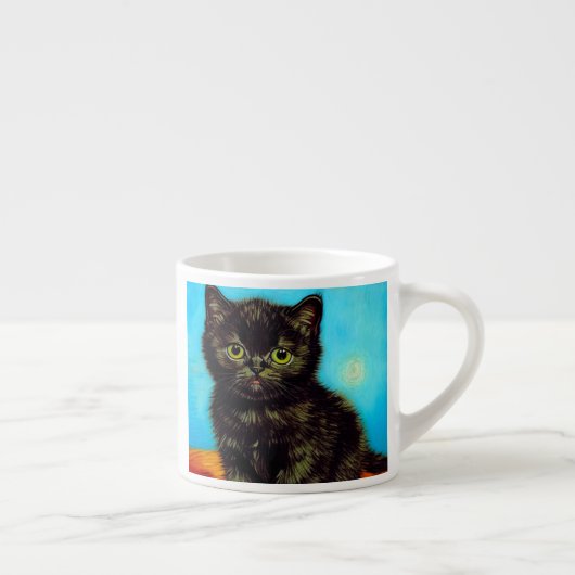 Van Gogh Style Pouting Kitten Espressotasse (Rechts)