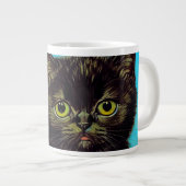 Van Gogh Style Pouting Kitten Jumbo-Tasse (Vorderseite Rechts)