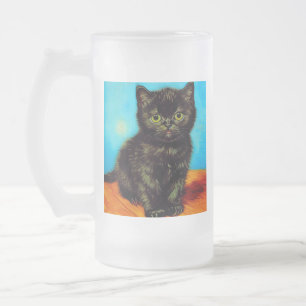 Van Gogh Style Pouting Kitten Mattglas Bierglas