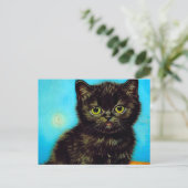 Van Gogh Style Pouting Kitten Postkarte (Stehend Vorderseite)