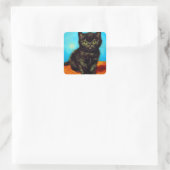 Van Gogh Style Pouting Kitten Quadratischer Aufkleber (Tasche)