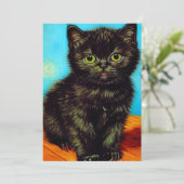 Van Gogh Style Pouting Kitten Save The Date (Stehend Vorderseite)