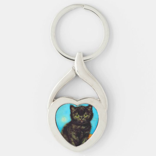 Van Gogh Style Pouting Kitten Schlüsselanhänger (Vorderseite)