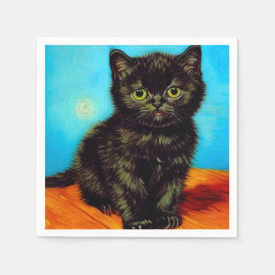 Van Gogh Style Pouting Kitten Serviette