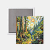 Van Gogh Style Redwood National Park Hiking Trail Magnet (Vorderseite/Rückseite)