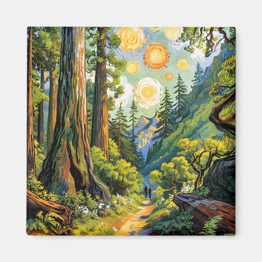 Van Gogh Style Redwood National Park Hiking Trail Magnet (Vorne)