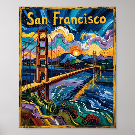 Van Gogh Style San Francisco Golden Gate Bridge Poster (Vorne)
