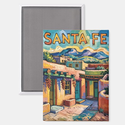 Van Gogh Style Santa Fe Travel Art mit Adobe Zuhau Magnet (Vorderseite/Rückseite)