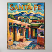 Van Gogh Style Santa Fe Travel Art mit Adobe Zuhau Poster (Vorne)