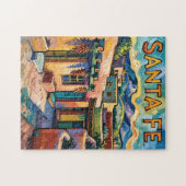 Van Gogh Style Santa Fe Travel Art with Adobe Home Puzzle (Horizontal)