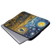 Van Gogh Style Starry Harvest Gold Wheat Field  Laptopschutzhülle (Vorne Knopf)