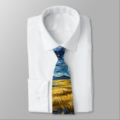 Van Gogh Style Starry Harvest Golden Wheat Field  Krawatte (Gebunden)