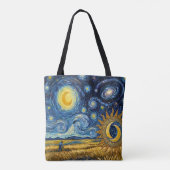 Van Gogh Style Starry Harvest Golden Wheat Field Tasche (Rückseite)