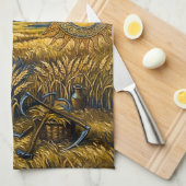 Van Gogh Style Starry Harvest Golden Wheat Geschirrtuch (Viertel Falte)