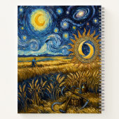 Van Gogh Style Starry Harvest Wheat Field Poster Notizblock (Rückseite)