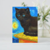 Van Gogh Style Starry Night Cat Begleitkarte (Stehend Vorderseite)