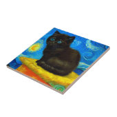 Van Gogh Style Starry Night Cat Fliese (Seite)