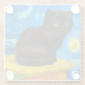 Van Gogh Style Starry Night Cat Glasuntersetzer (Rückseite)