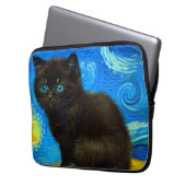Van Gogh Style Starry Night Cat Laptopschutzhülle (Vorderseite Links)