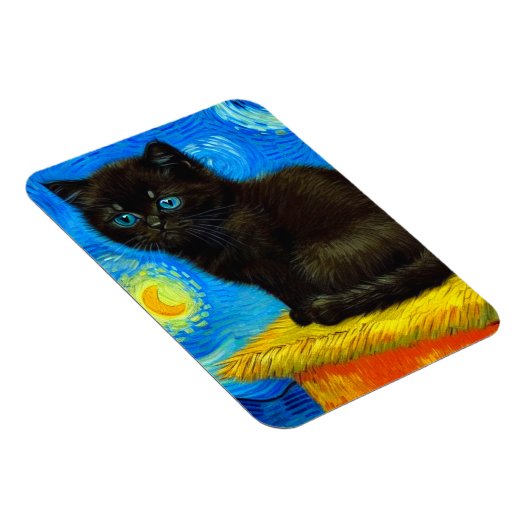 Van Gogh Style Starry Night Cat Magnet (Rechte Seite)