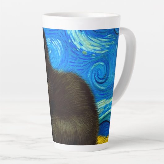Van Gogh Style Starry Night Cat Milchtasse (Rechte Ecke)