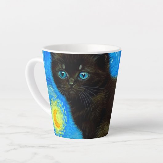 Van Gogh Style Starry Night Cat Milchtasse (Linke Ecke)
