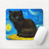 Van Gogh Style Starry Night Cat Mousepad (Mit Mouse)
