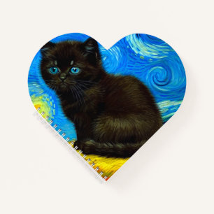 Van Gogh Style Starry Night Cat Notizblock