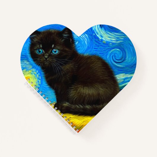 Van Gogh Style Starry Night Cat Notizblock (Vorderseite)