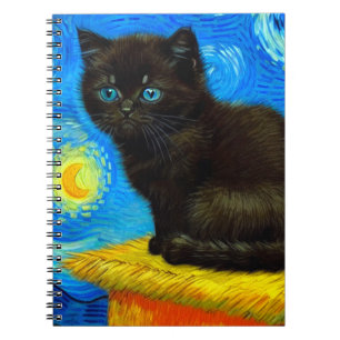 Van Gogh Style Starry Night Cat Notizblock