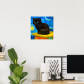 Van Gogh Style Starry Night Cat Poster (Heimbüro)