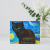 Van Gogh Style Starry Night Cat Postkarte (Stehend Vorderseite)