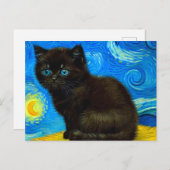 Van Gogh Style Starry Night Cat Postkarte (Vorne/Hinten)