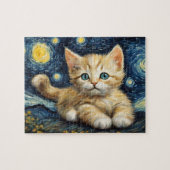 Van Gogh Style Starry Night Cat Puzzle (Horizontal)