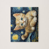 Van Gogh Style Starry Night Cat Puzzle (Vertikal)
