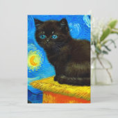 Van Gogh Style Starry Night Cat Save The Date (Stehend Vorderseite)
