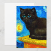 Van Gogh Style Starry Night Cat Save The Date (Vorne/Hinten)