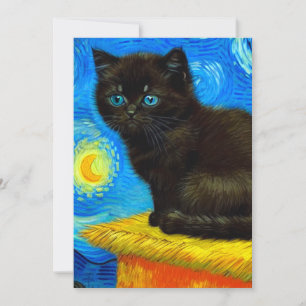 Van Gogh Style Starry Night Cat Save The Date