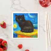 Van Gogh Style Starry Night Cat Serviette (Beispiel)