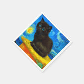 Van Gogh Style Starry Night Cat Serviette (Ecke)