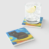 Van Gogh Style Starry Night Cat Steinuntersetzer (Seitenansicht)