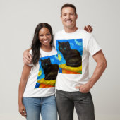Van Gogh Style Starry Night Cat T-Shirt (Unisex)